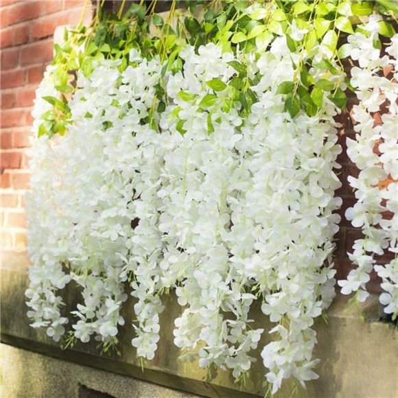 12 Pack /45 inch /3.7ft Wisteria Hanging Artificial Flowers Fake Vine Garland - Picture 6 of 6